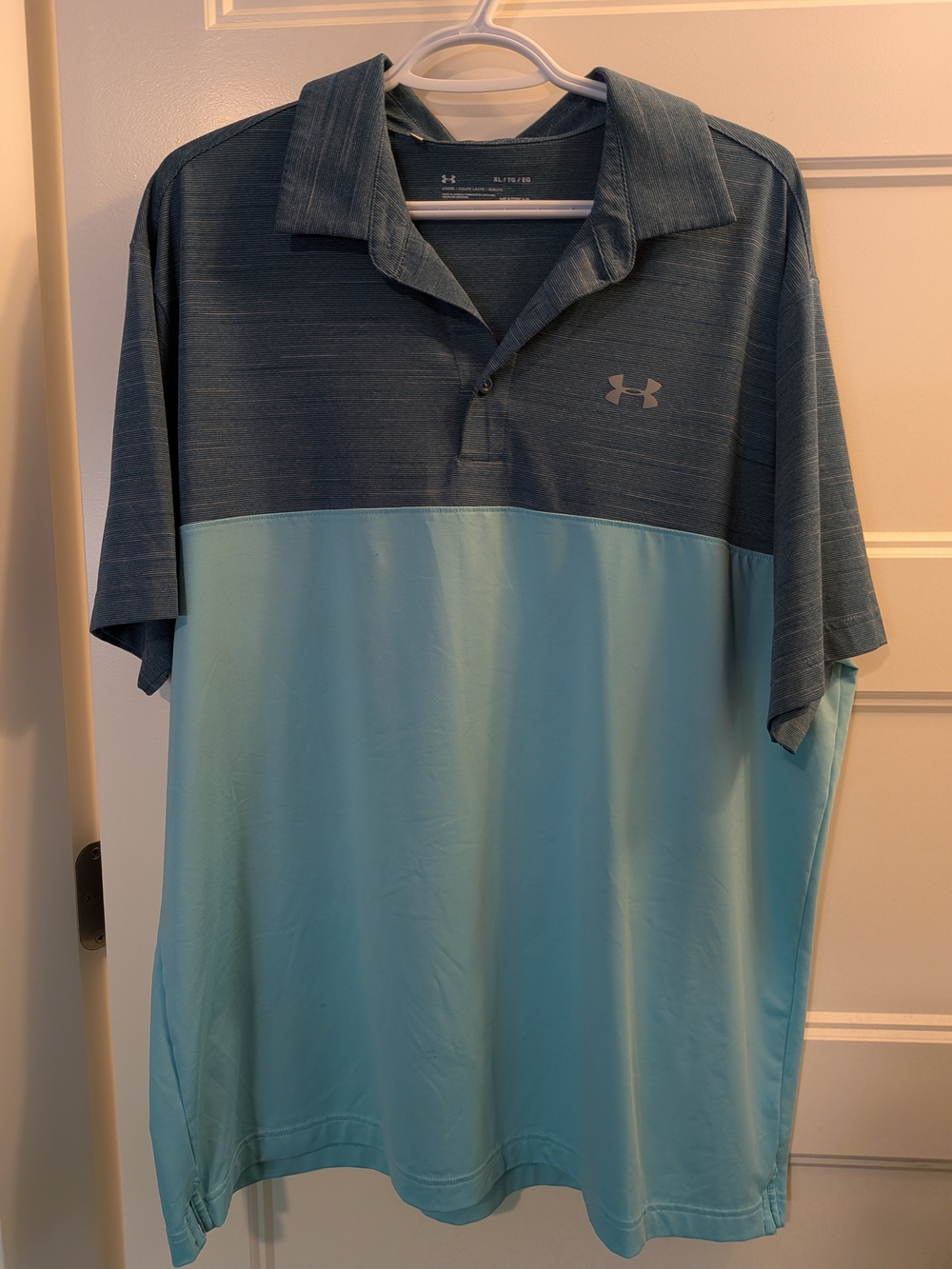 Under Armour Men's Two-Tone Navy and Light Blue Golf Polo